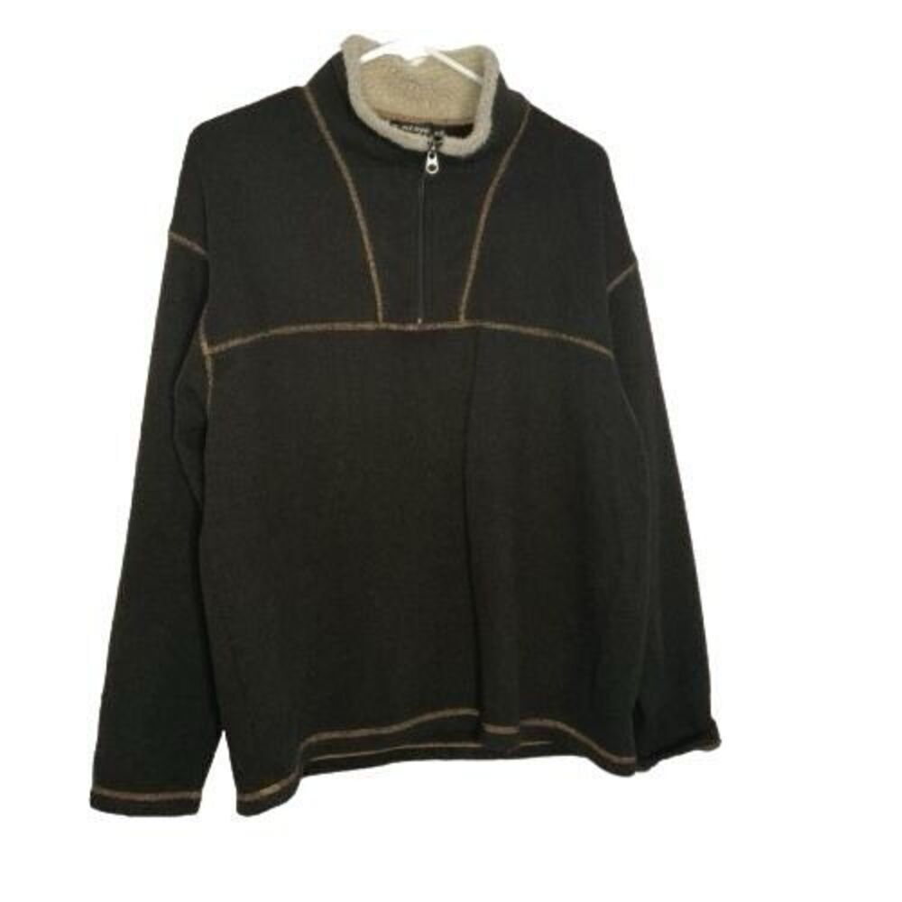 Kuhl Alfpaca Fleece Men's Medium M Fairy GreenGray 1/4 Zip Long‎ Sleeve Sweater